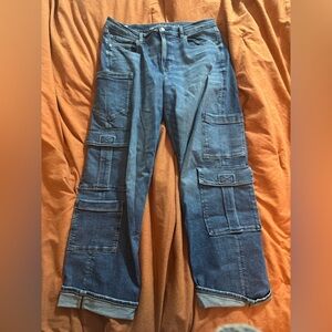 American Eagle Outfitters Denim Cargo super high rise baggy straight Pants